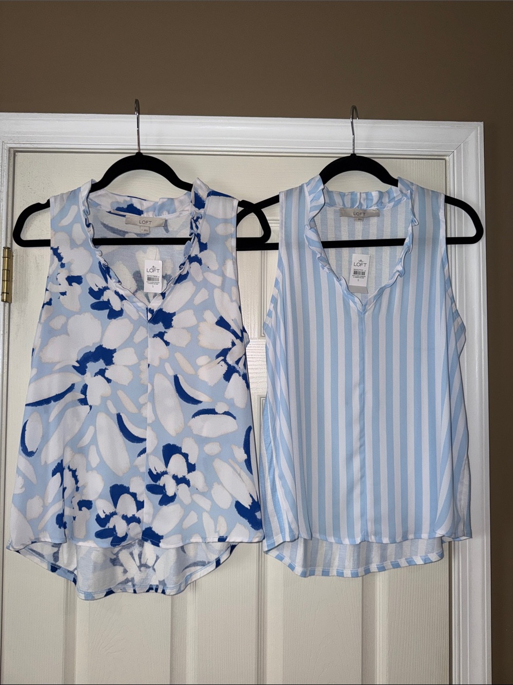 Set of 2: NWT LOFT Blue & White Floral and Striped Blue & White Tank